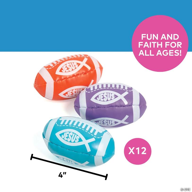4'' Mini Religious Fish Orange, Purple & Blue Vinyl Footballs - 12 Pc.