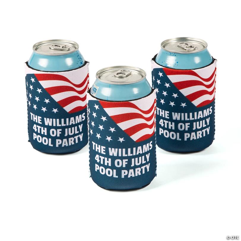 4" Personalized Premium Patriotic Neoprene Can Coolers - 12 Pc.