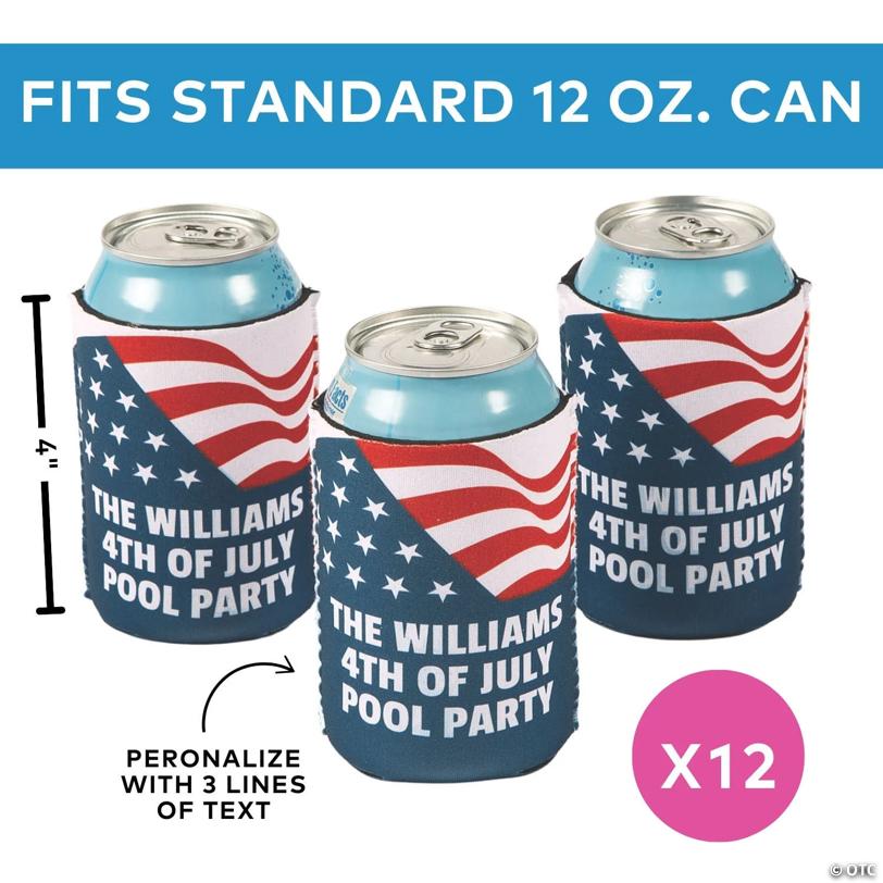 4" Personalized Premium Patriotic Neoprene Can Coolers - 12 Pc.
