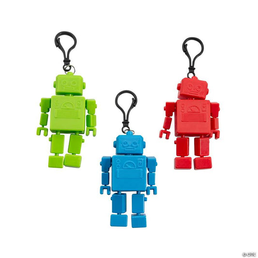 4" Robot Articulated Fidget Toy Backpack Clips - 6 Pc.