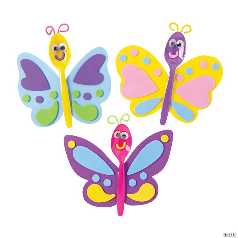 4" Silly Butterfly Spoon Foam Craft Kit - Makes 12 | USA Decoration®