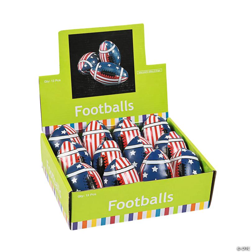 4" Mini Classic Patriotic Stars & Stripes Vinyl Footballs - 12 Pc.