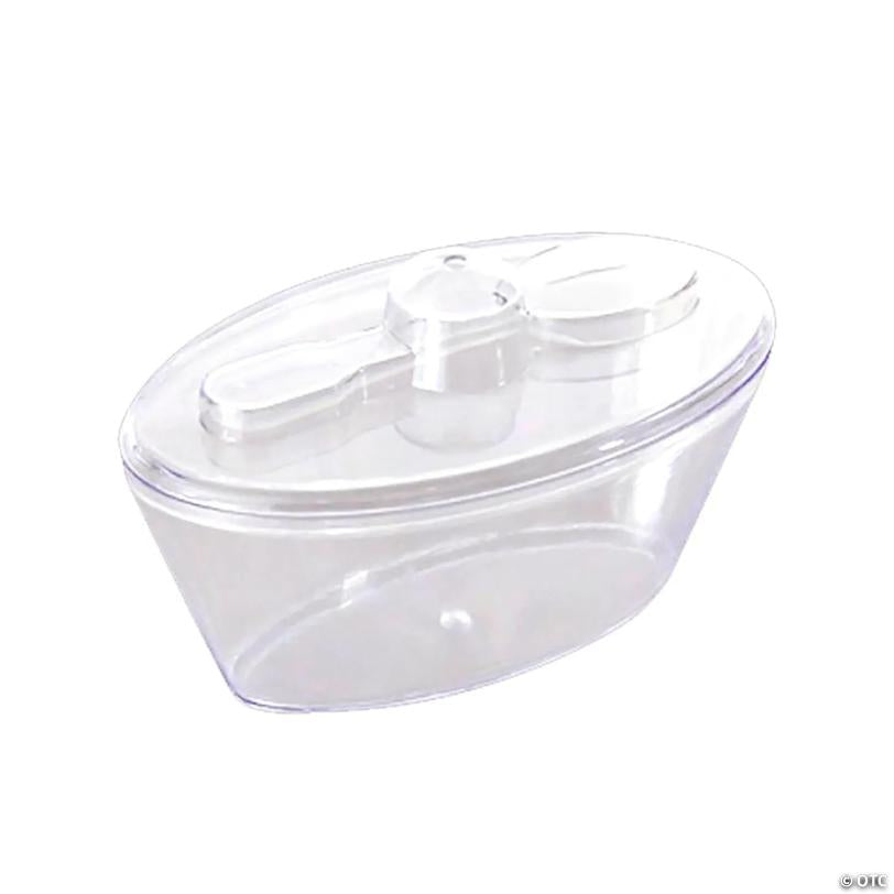 4 oz. Clear Oval Plastic Mini Cup with Lid and Spoon (108 Cups) | USA Decoration®