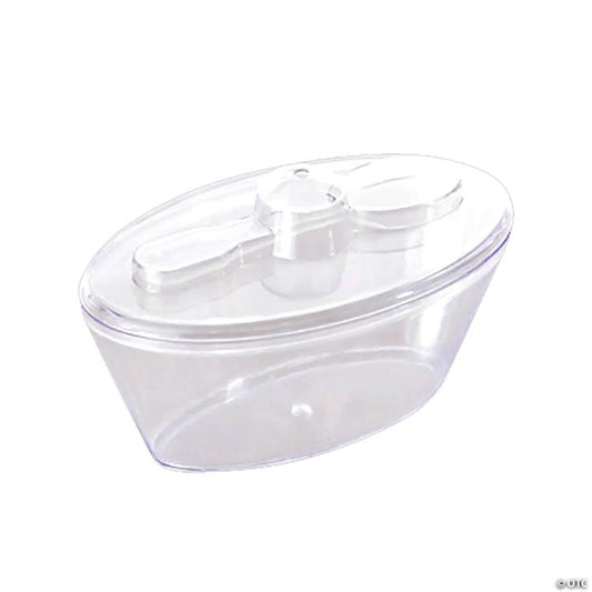 4 oz. Clear Oval Plastic Mini Cup with Lid and Spoon (108 Cups) | USA Decoration®