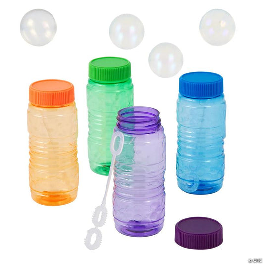 4 oz. Translucent Bright Color Bubble Bottles with Wands - 12 Pc.