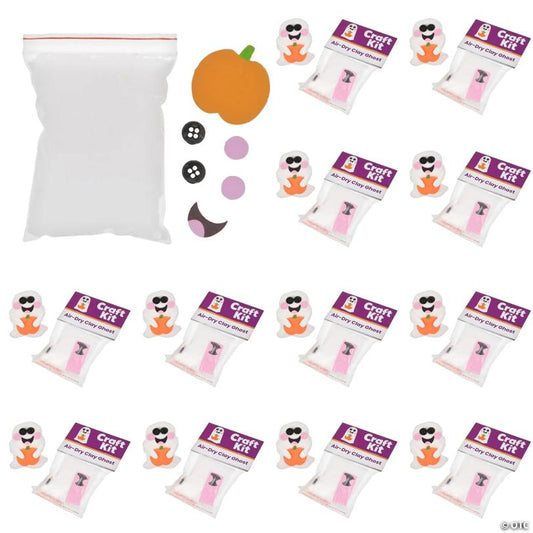 4" x 4 1/2" Ghost with Pumpkin Air Dry Clay Craft Kit - Makes 12