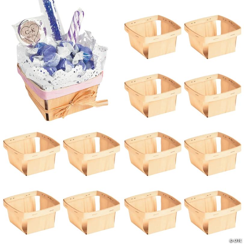4" x 4" DIY Natural Chipwood Basket Craft Supplies – 12 Pc.