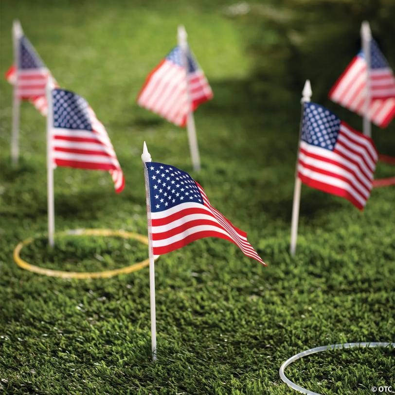 4" x 6" Patriotic Polyester American Flags on Sticks – 12 Pc.