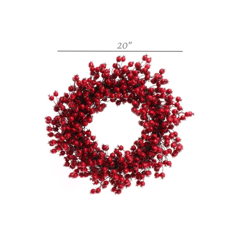 4pc Frosted Berry Branch Tall Silk Wreath - Holiday Front Door Decor