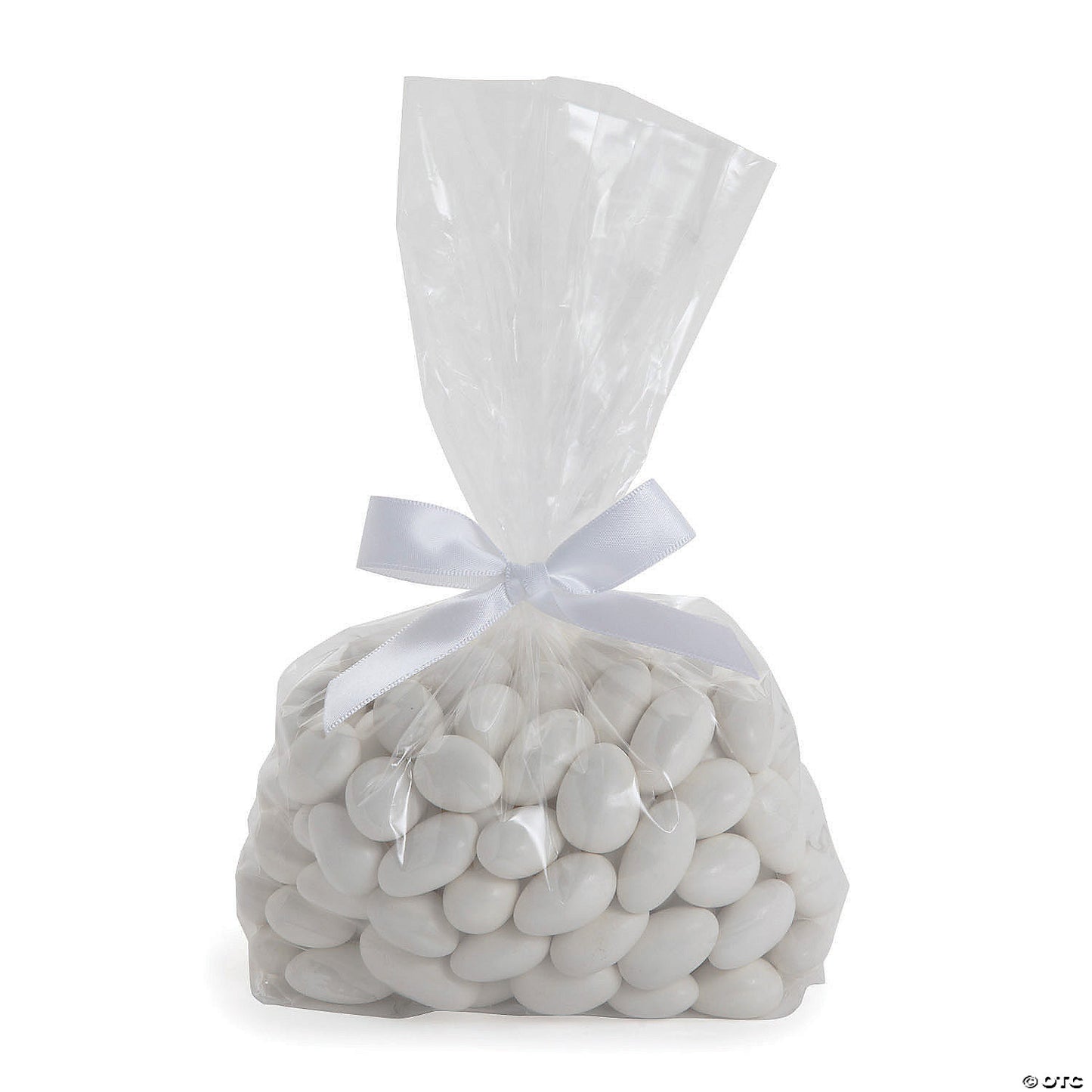 5 1/2" x 11" Bulk Medium Clear Cellophane Bags with White Bow Kit for 50
