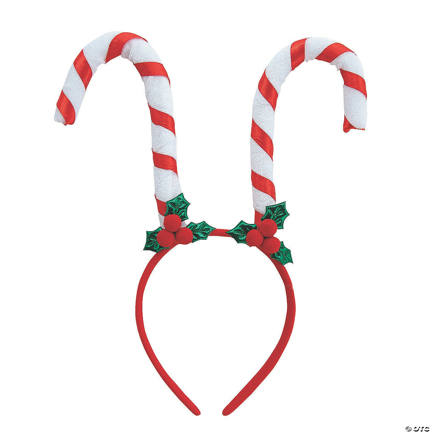 5 1/2" x 5" Classic Candy Cane & Holly Plastic Headbands - 12 Pc. | USA Decoration®