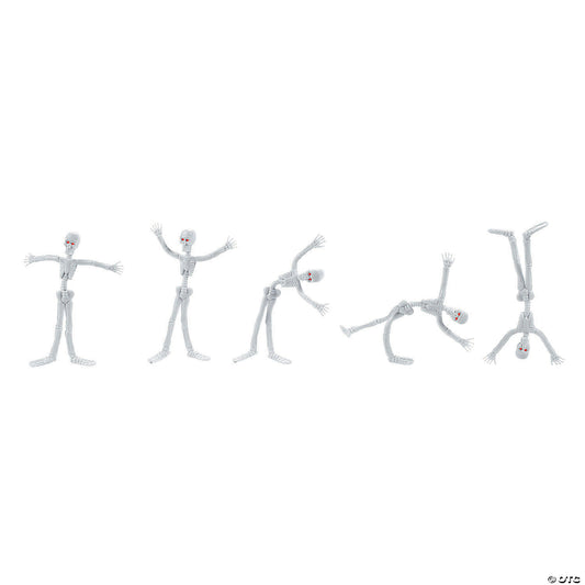5 1/4" Skeleton White Solid Color Vinyl Bendable Toys - 12 Pc. | USA Decoration®