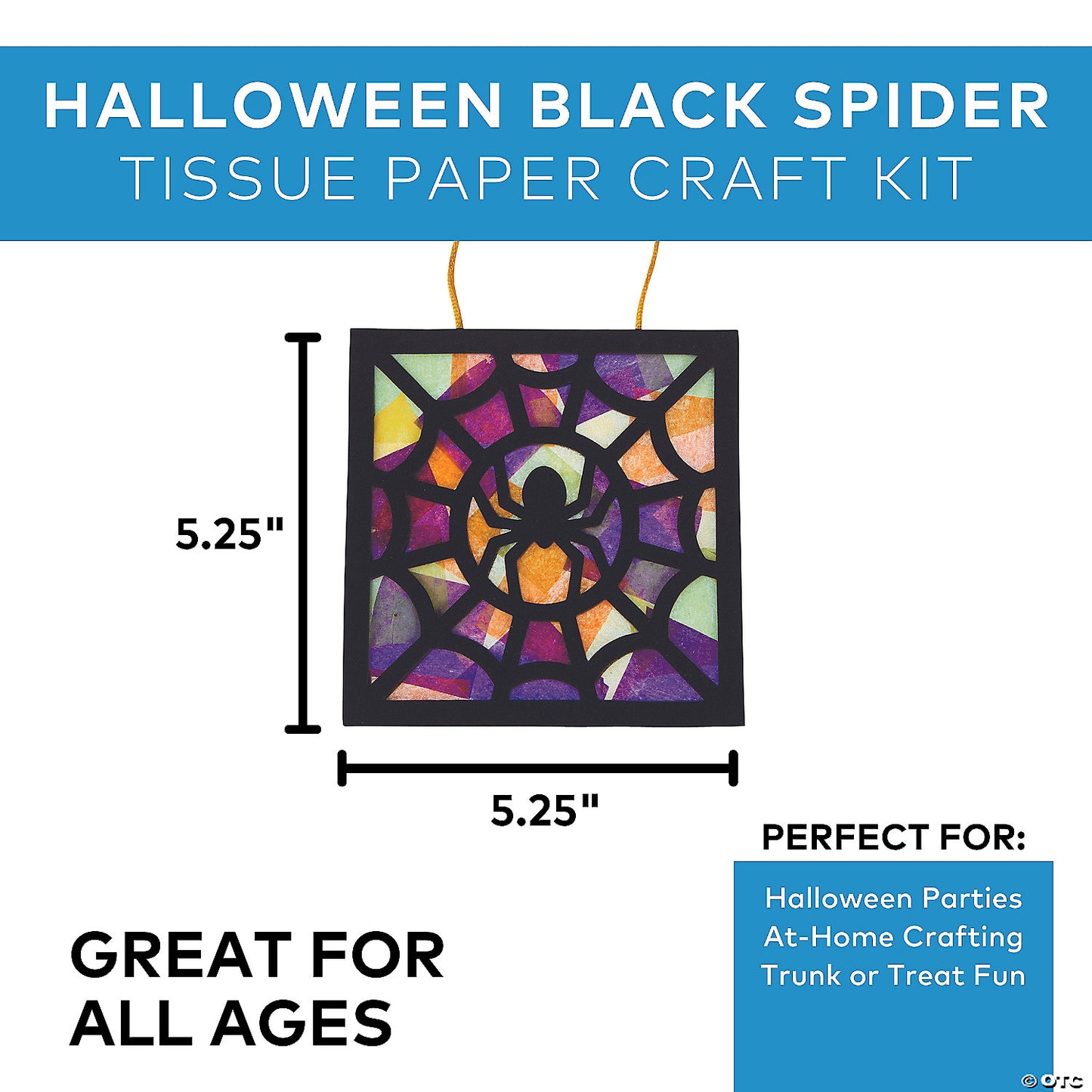 5 1/4" x 5 1/4" Halloween Black Spider Tissue Paper Craft Kit- Makes 12 | USA Decoration®