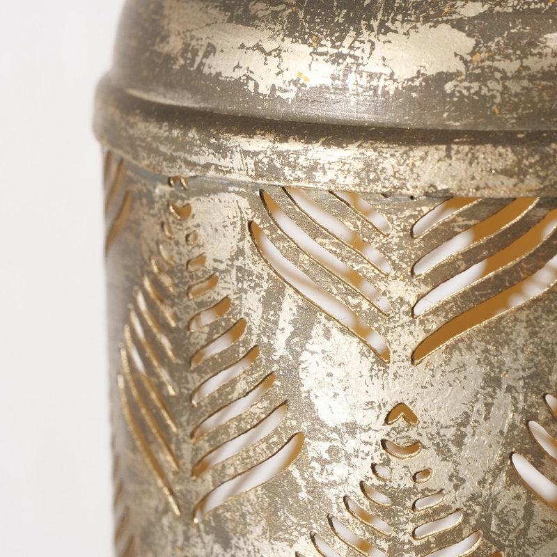 5.5" H Cutout Trees Gold Candle Lanterns