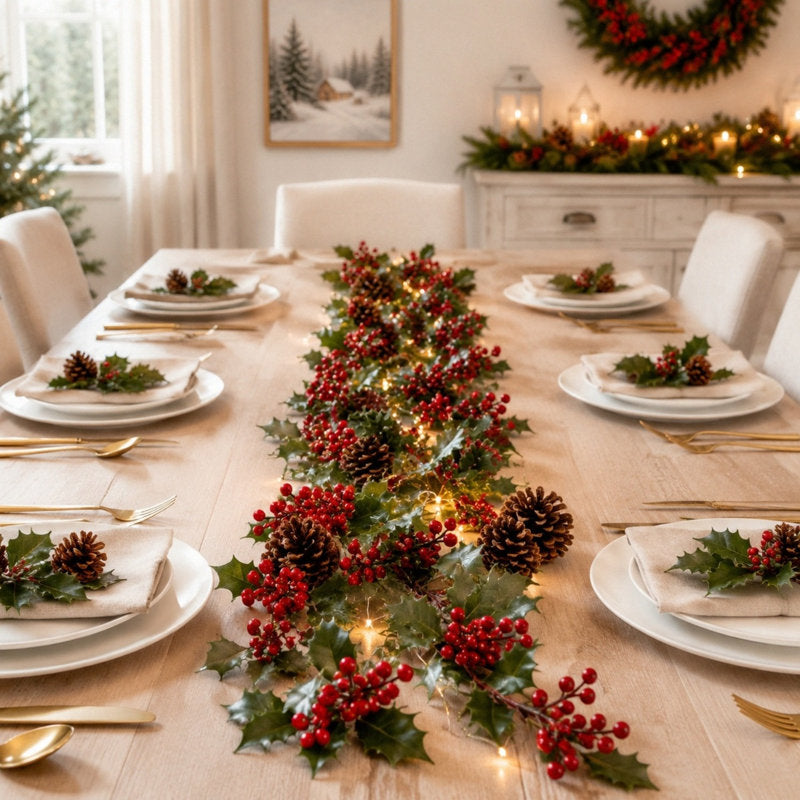 5 ft Eucalyptus Christmas Garland draped across a fireplace mantel