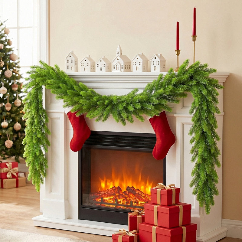 5.9 ft Artificial Eucalyptus Christmas Garland framing a front door
