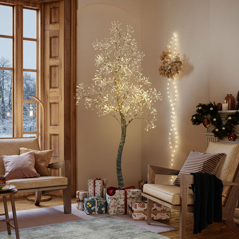5.9Ft Lighted Birch Artificial Tree Decoration