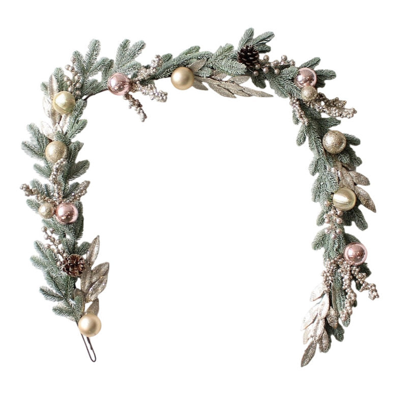 9 ft Black Pre-Lit Fir Christmas Garland framing a front door