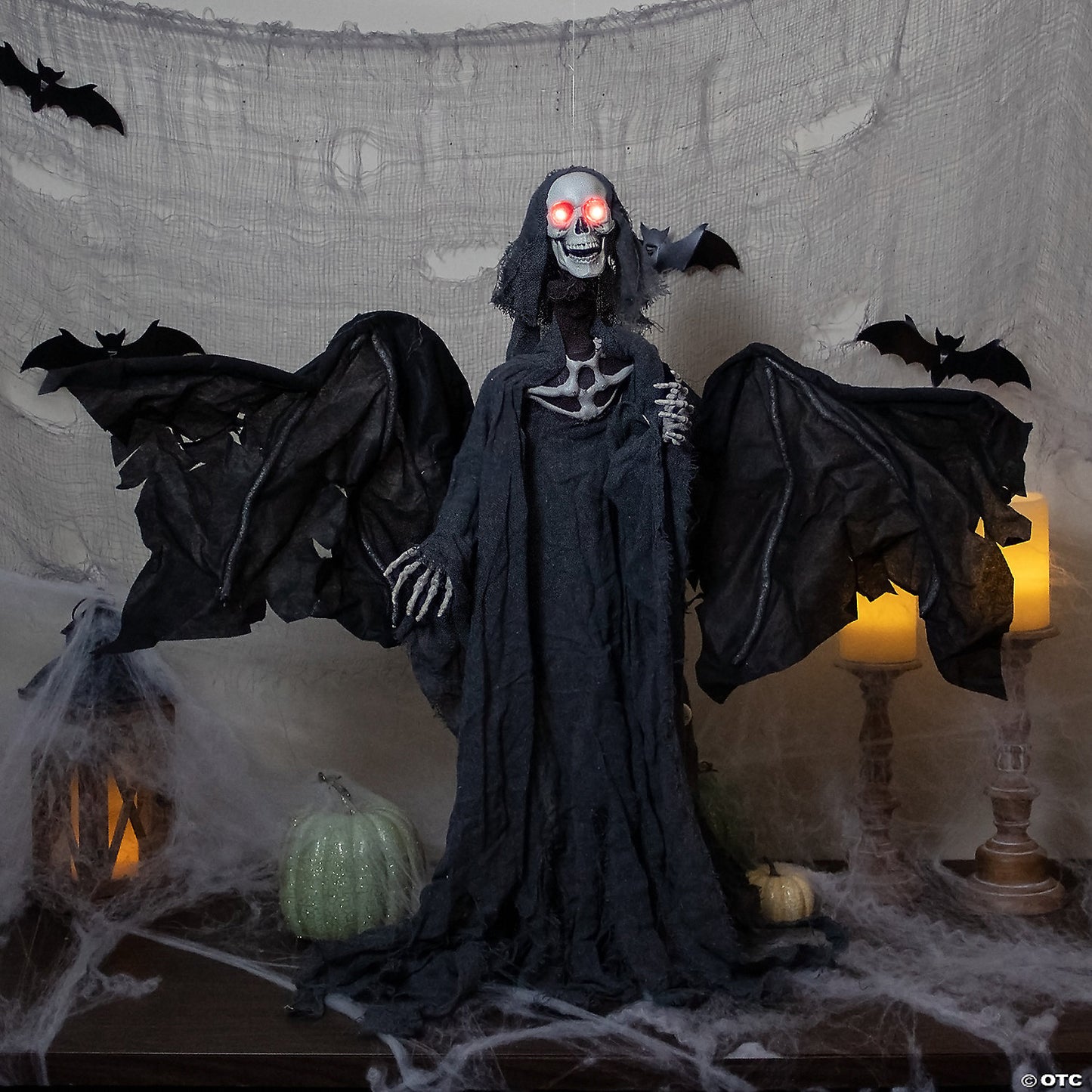 50" Animated Hanging Winged Grim Reaper with LED Eyes Halloween Decoration | USA Decoration®