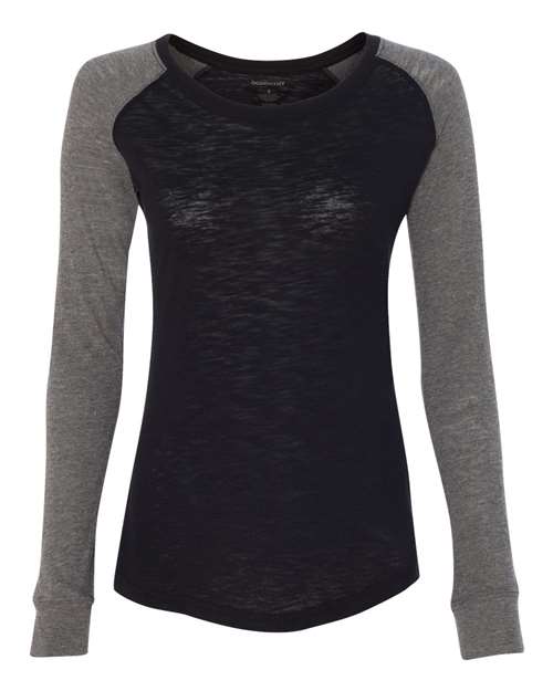 Women’s Preppy Patch Slub Long Sleeve T-Shirt | USA Decoration