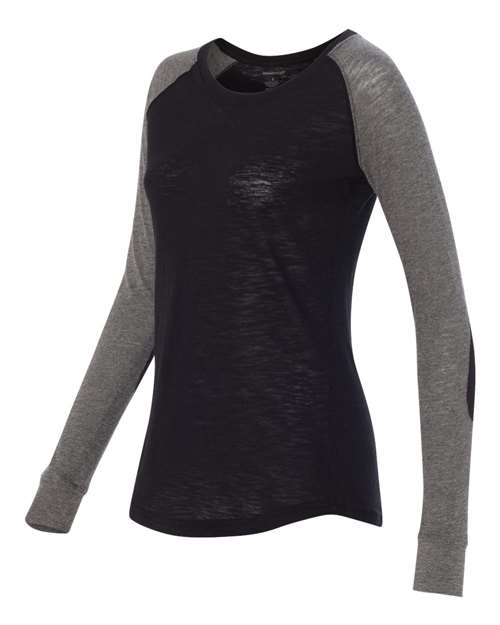 Women’s Preppy Patch Slub Long Sleeve T-Shirt | USA Decoration