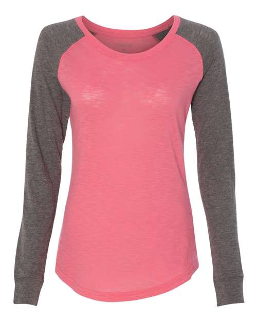 Women’s Preppy Patch Slub Long Sleeve T-Shirt | USA Decoration
