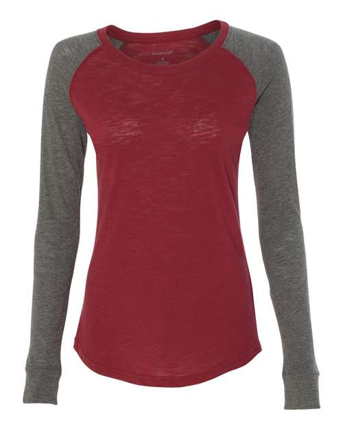 Women’s Preppy Patch Slub Long Sleeve T-Shirt | USA Decoration