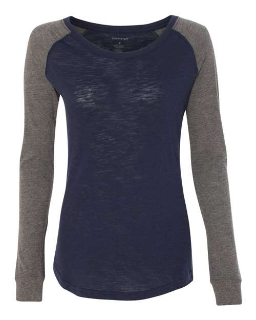 Women’s Preppy Patch Slub Long Sleeve T-Shirt | USA Decoration