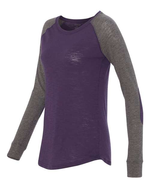 Women’s Preppy Patch Slub Long Sleeve T-Shirt | USA Decoration