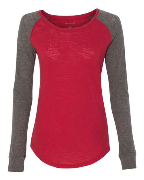 Women’s Preppy Patch Slub Long Sleeve T-Shirt | USA Decoration