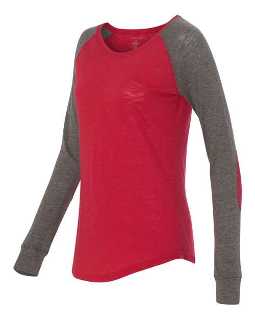 Women’s Preppy Patch Slub Long Sleeve T-Shirt | USA Decoration
