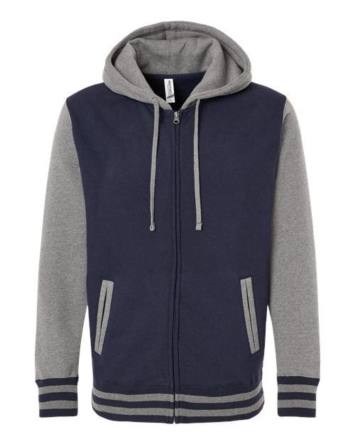 Heavyweight Varsity Full-Zip Hooded Sweatshirt | USA Decoration
