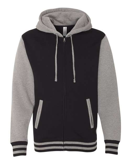 Heavyweight Varsity Full-Zip Hooded Sweatshirt | USA Decoration