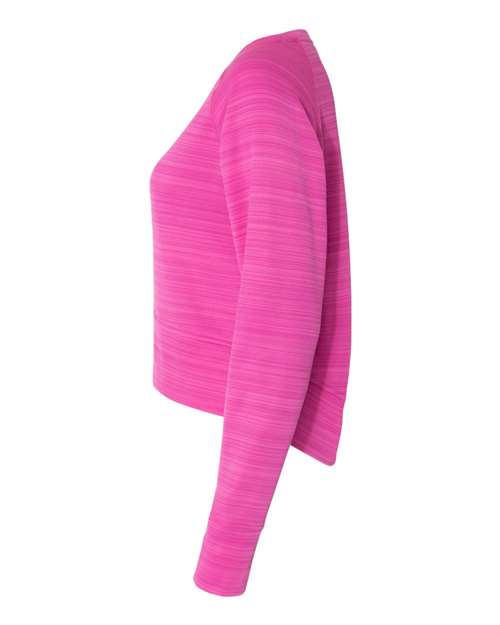 Women's Odyssey Striped Performance Fleece Hi-Low Crewneck Sweatshirt | USA Decoration