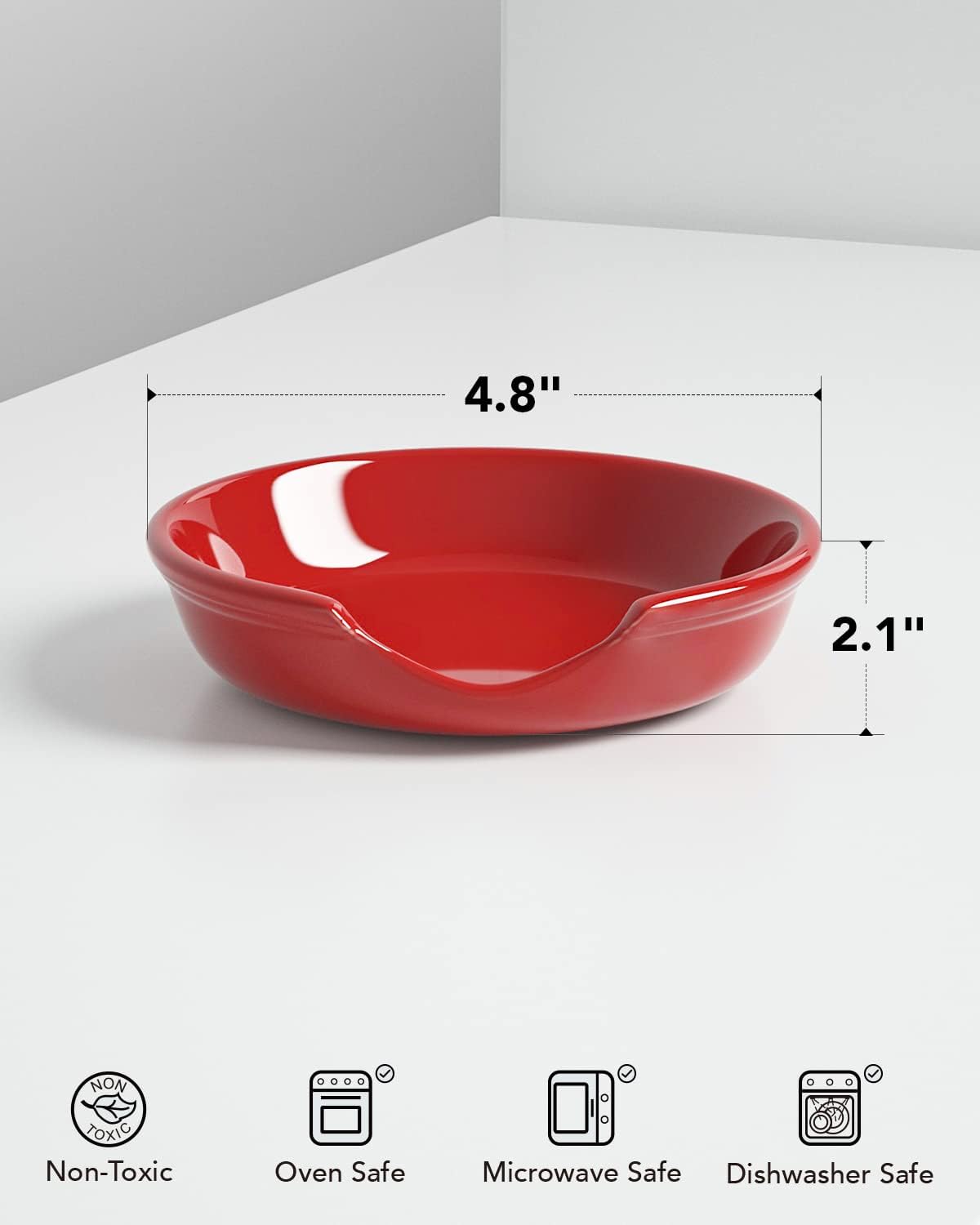 LE TAUCI Ceramic Spoon Rest, 4.8 Inch, Christmas Red