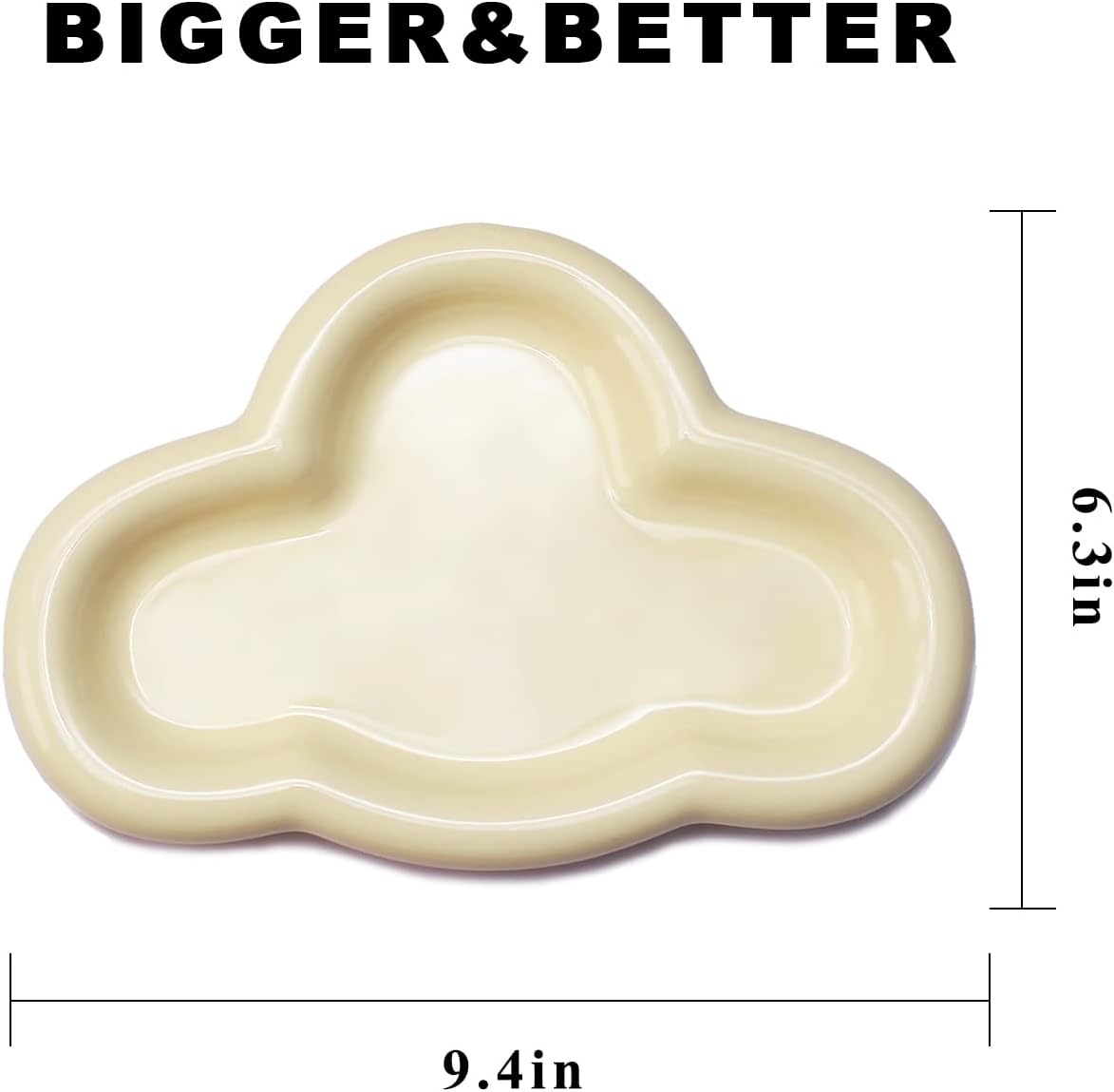 Jewelry Dish Trinket Tray for Women, Ring Holder, Unique Cloud Shape Ceramic Plate Cute Things Vanity Aesthetic Room Decor Mother's Day Birthday Christmas Warm House Gifts (CrÃ¨me) (JT001)