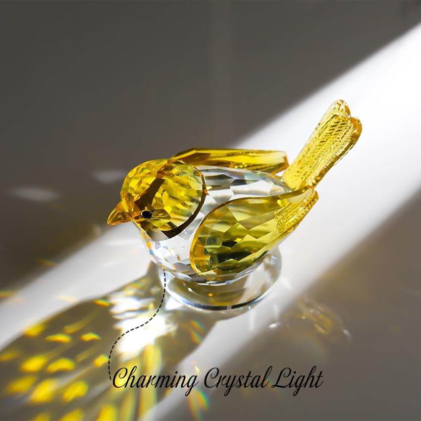 Arikyrist Hand Blown Glass Yellow Bird Gifts for Women Birds Decor for Home