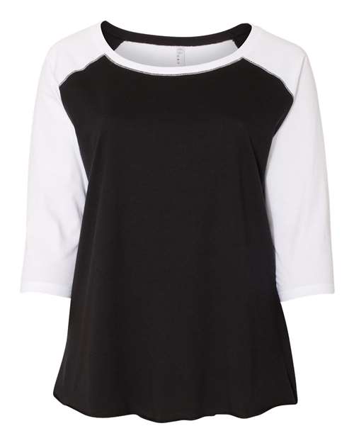 Curvy Collection Women's Baseball Three-Quarter Sleeve Tee | USA Decoration