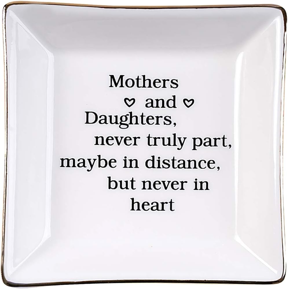 Ueerdand Gift for Mom from Daughter, Mother's Day, Christmas, Thanksgiving, Birthday Gift for Mother and Daughter Ceramic Ring Dish Decorative Jewelry Tray