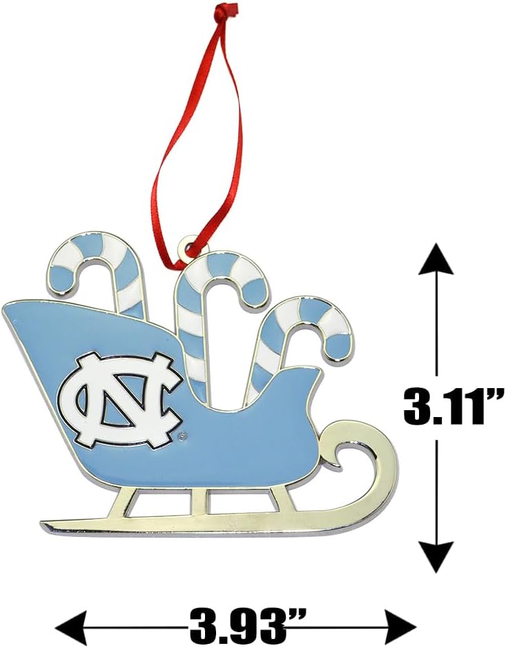 North Carolina Tar Heels (UNC) Candy Cane Sleigh Christmas Ornament