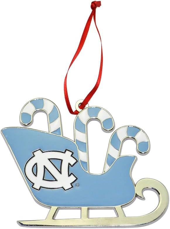 North Carolina Tar Heels (UNC) Candy Cane Sleigh Christmas Ornament
