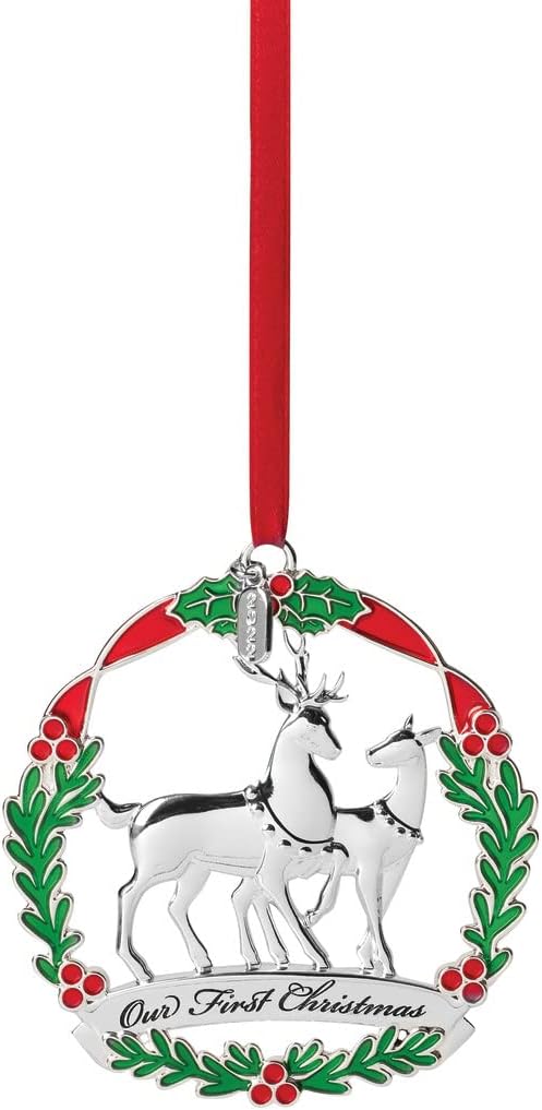 Lenox 894157 2022 Our First Christmas Metal Deer Ornament