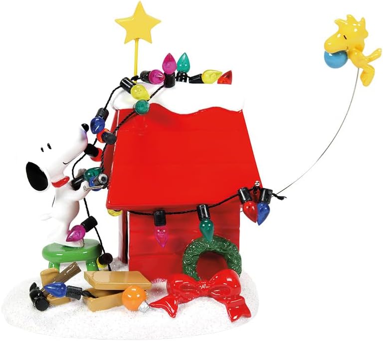 Department 56 Peanuts Christmas Decoration | Snoopy, Snoopy's Dog House, Woodstock, Christmas Lights