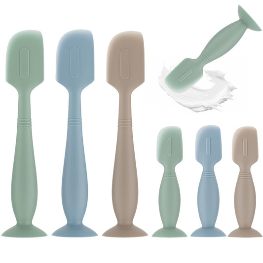 6-Pack Baby Diaper Cream Spatula Soft Silicone Applicator for Newborns & Infants, Butt Paste Spatula in Large & Small Sizes (Green, Khaki, Blue)