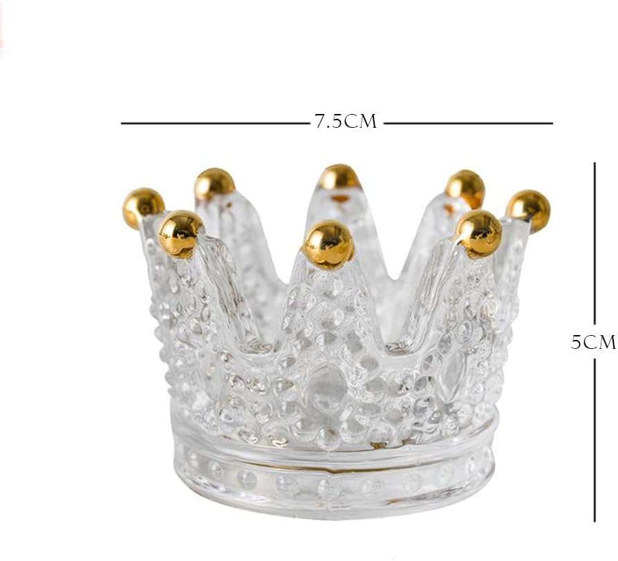 Crystal Glass Candle Holder Sets Crown Shaped for Tealight Candles, Beauty Makeup Blenders and Sponges Storage Rack, Jewelry Watch Organizer, Nail Art Dappen Dish, Wedding Christmas Home Decor