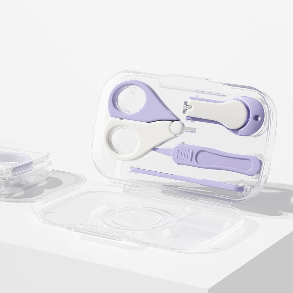 Purple Baby Nail Clippers Kit with Safety Features for Gentle Nail Care