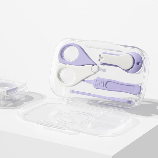 Purple Baby Nail Clippers Kit with Safety Features for Gentle Nail Care
