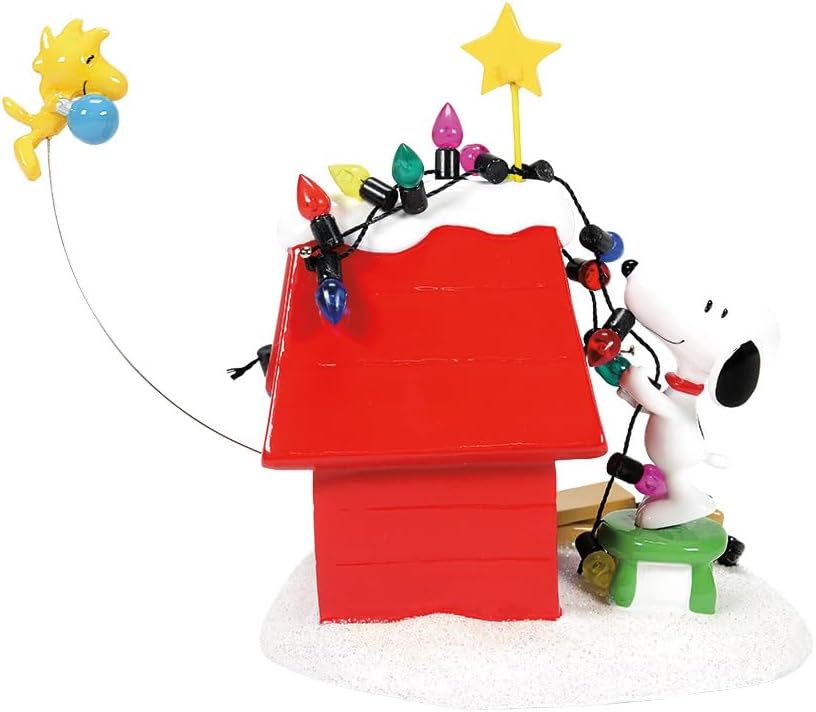 Department 56 Peanuts Christmas Decoration | Snoopy, Snoopy's Dog House, Woodstock, Christmas Lights