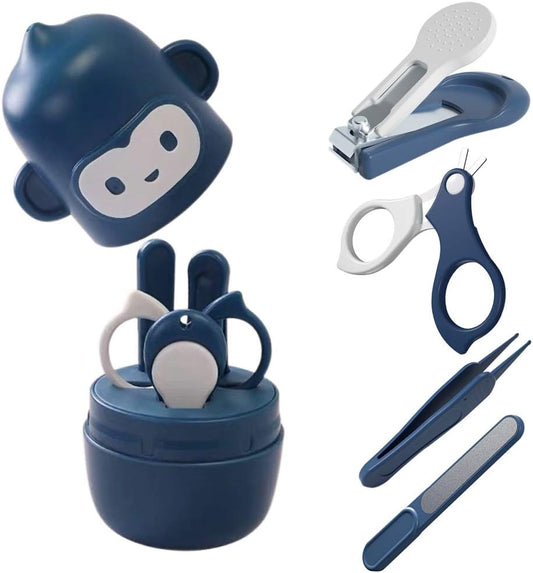 4-in-1 Baby Nail Care Kit with Clipper Scissors File and Tweezer Blue
