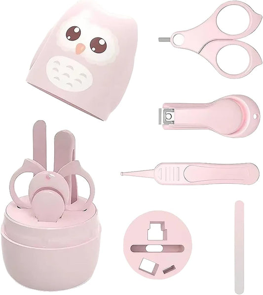 4 Pack Baby Nail Grooming Kit Clippers Scissors File Tweezers Pink